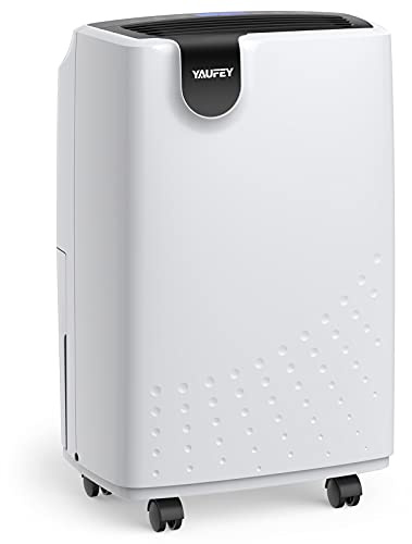 Yaufey 2500 Sq. Ft Dehumidifier for Home and Basements with Auto or Manual Drainage, 0.48 Gallon Water Tank Capacity -Low Noise and 24 Hr Timer