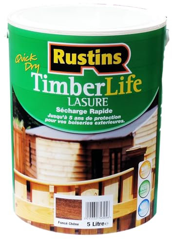 Rustins - Tinte para madera - exterior - Protección UV y 5 AÑOS - Roble oscuro - 12m²/L - 5 Litre (TLDO5000FR)