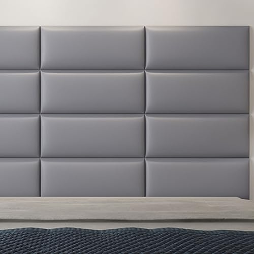 NOVECRAFTO Padded Wall Panels H 23.6 x W 9.8 Inches (60x25cm) Set of 4 Grey Peel and Stick Anti-Collision Kids Room 3D Soft Bag Wall Panels, Tatami Wall Stickers, Self-Adhesive Wall Cushion