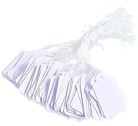 500Pcs Etiquette Prix, 24 * 15 mm Étiquette Blanches avec Ficelle et Boîte Blanche, Étiquettes de Prix en Papier Vierges Inscriptibles, Etiquette Vetement Bijoux Cadeaux
