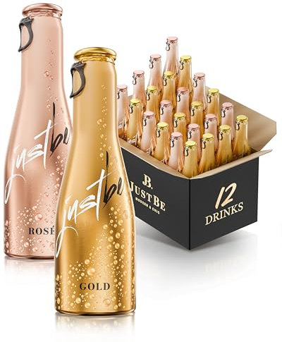 JustBe Gold Alkoholfrei+ Rosé Alkoholfrei | Piccolo frizzante | Alkoholfreier Piccolo (Gold + Rosé, 12 x 0,2l)