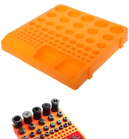 Collet Organizer Box with Multi Size Compartments, Router Bit Storage Tray with 80 Holes, Chuck Holder Rack, 218x218x30mm