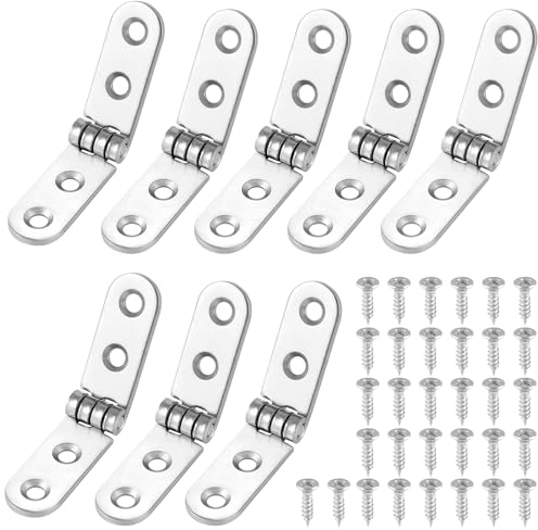 8 Stück 180 Grad Scharniere Klappbar, Klappscharnier Edelstahl zwei Blättere Klappenscharnier, Mini Möbelscharnier Aufschraubscharniere für Klapptisch, Schränke, Holzkiste, Möbel, Türen