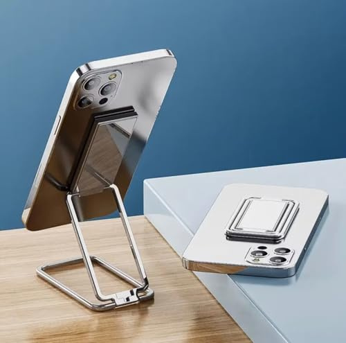 Msagkah Soporte de anillo de metal para teléfono móvil, rotación de 360°, plegable, agarre para teléfono o almohadilla (plata)
