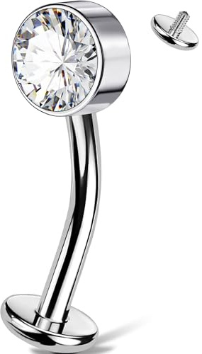 OUFER Body Piercing 14G Titanium Floating Belly Piercing Jewellery Internally Threaded Navel Bar Clear CZ Belly Button Ring 10/12/14/16mm Hypoallergenic Curved Banana Barbell for Women Men