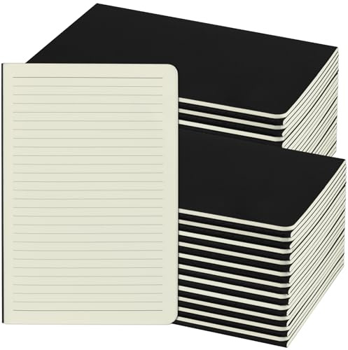 ZCZN-Quaderno Appunti, Taccuino a Rigo Formato A5, Confezione da 48 Pezzi-30 Fogli/60 Pagine, Utilizzato per Scrivere Note, Diario o Agenda, Nero