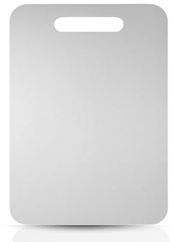 INOXLM Tagliere Acciaio Inox Alimentare 34x23 cm Idoneo Haccp, Tagliere da cucina professionale double face e resistente, Tagliere in acciaio per Cucina, Bar e Ristorante - Made in italy
