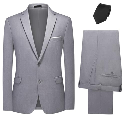 KUDMOL Costume Homme 2 Pièces à Deux Boutons Blazer Pantalon avec Cravate