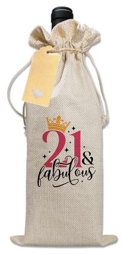 Bliceon 21st Birthday Gift Wine Drawstring Bag, Decorative Wine Bag with Witty Quotes, 21st Birthday Gift for Women, Unique Birthdays Gifts for Mum, Wife, Girlfriend, Sister, Colleague