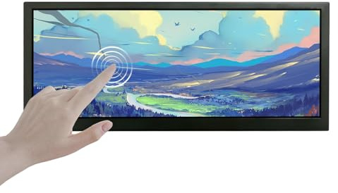 VSDISPLAY Monitor LCD táctil de 10,3 Pulgadas (1920x720) con Barra Estirada | Pantalla Mini H/D USB-C de 850 nits, Panel táctil Capacitivo