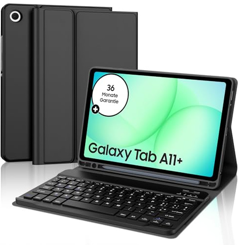 WAVATA Tastiera per Samsung Galaxy Tab A11+ 11 2025/A9+ 2023, Custodia Tastiera per Samsung Tab A11 Plus Magnetica Staccabile Bluetooth QWERTY Layout, Nero