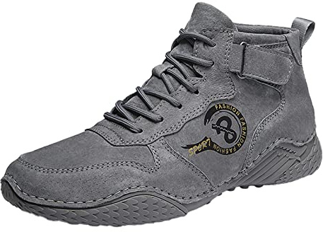 Scarpe da trekking da uomo in pelle, a piedi nudi, impermeabili, in pelle scamosciata, con piedi larghi, per attività all'aperto, impermeabili, stivaletti da barefoot scarpe ortopediche da pesca, 011