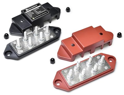 ECO-WORTHY Binario di raccolta da 400 A con 6 perni filettati M8, un set da due pezzi per batterie collegate in parallelo