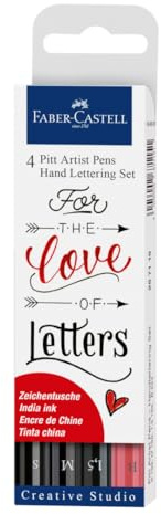 FABER-CASTELL 267115 - Rotulador Pitt Artist Pen Lettering, estuche de 4 unidades Love