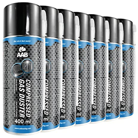 7 x AAB Bombolette Spray d’Aria Compressa 400ml per Pulire Tastiera, Televisioni, Fotocamere e Altri, Kit Pulizia Computer, Pulizia Difficile da Raggiungere Aree, Tubo PC, Rimozione di Polvere
