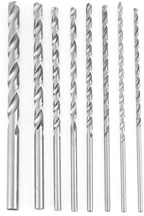 8 Stück HSS Bohrer Extra Langer Spiralbohrer mit Geradem Schaft 4-10 mm Spiralbohrwerkzeug für Holz