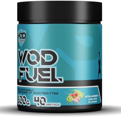 WOD Fuel Intra Workout Supplement for Functional Fitness - Cluster Dextrin, Citrulline, Taurine, BCAA's, Glutamine, Electrolytes - Workout Fuel by WOD Powders - 600g (Strawberry and Kiwi)