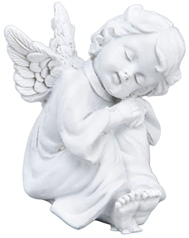 White Resin Cherub Angel Statue - 2.2×2.4in Sleeping Sculpture for Indoor Outdoor Home Decoration (#1)