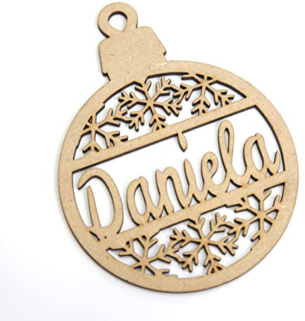 Palle di Natale in legno personalizzate con nome, Decorazioni natalizie, Ornamento, decorazione per albero di Natale (Modello 1)