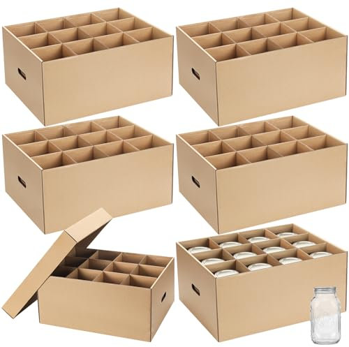 Menkxi 6 Pcs Mason Jar Storage Boxes 32 oz Canning Boxes with Handle