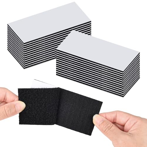 PLULON 30 Pack Hook and Loop Strip Tape Self Adhesive, 50mmx100mm Strong Double Sided Sticky Pads Industrial Strength Fastening Tape for Home Office School