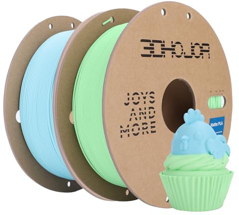 3DHojor Matte PLA Filament 1.75mm, Upgrade Matte 3D Printer PLA Filament, 1KG*2 Bundle Cardboard Spool 3D Printing Filament for 3D Printers(Matte Green+Blue 2Pack)