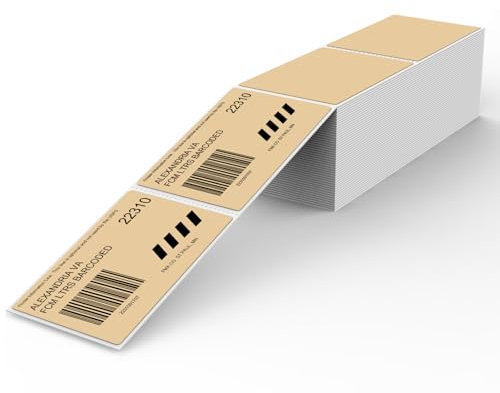 YIKIADA Khaki Versandetiketten 50 x 76 MM Vinyl Selbstklebend Thermo Aufkleber Wasserfester Perforierte Labeldrucker Etiketten für Büro Lager Name Address 500 Stück