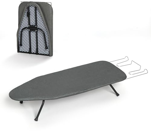 Small Ironing Board Tabletop, RAINHOL Compact Portable Iron Board Foldable with Cover and Pad, Countertop Mini Ironing Table for Travel and Space Saving, 31x12, Black
