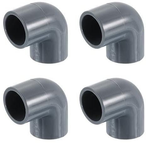 sourcing map 1/2 90 Degree Elbow, 2Pcs PVC Pipe Fittings 2-Way Right Angle Elbow Side Outlet Adapter Coupling PVC Fitting Connectors for DIY Building Furniture, Grey