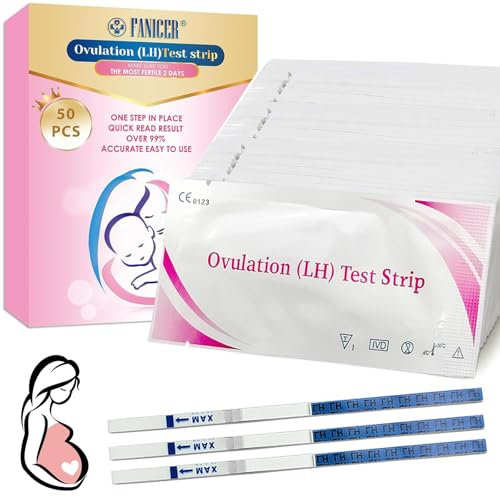 50 Pezzi Test Ovulazione, Test di Ovulazione, Sensibilità Ottimale,Test Fertilità Donna, Sensibilità Ottimale da 25 miu/ml, Monitoraggio Attendibile del Ciclo, Risultato Affidabile e Rapido