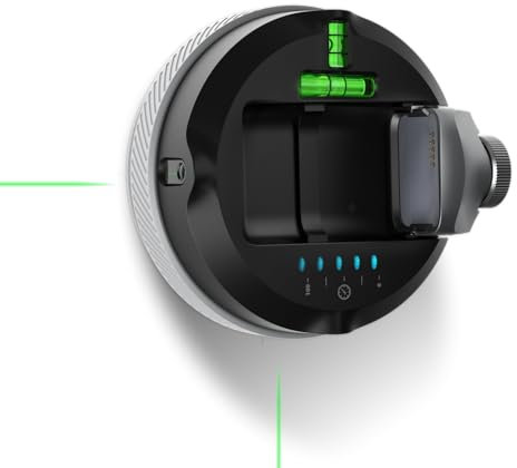 HOZO M-Cube02 Niveau laser avec lasers verticaux et horizontaux verts, base rotative à 360°, niveau laser mural pour accrocher des photos, rénovation et bricolage, support de niveau laser de 5 kg