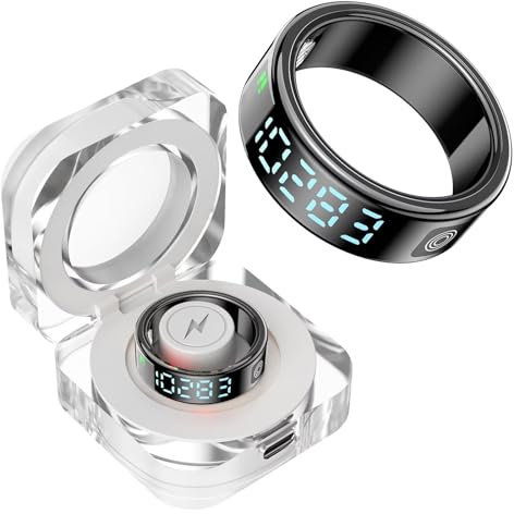 Tik Tok Bague intelligente avec écran pour homme et femme - Anneau de défilement - Suivi du sommeil - Pulsomètre - Podomètre - Android iOS - Noir - Or - Argent - Tracker d'activité