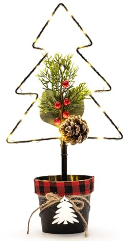 GIGALUMI Mini julgran, bordsskiva julgran med 20 LED-lampor