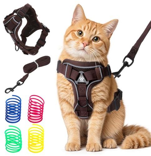 Arnés para Gatos con Correa, a Prueba de Escapadas y Cuatro Juguetes para Gatos, Arnés Gato Antiescape con Tiras Reflectantes y Tejido de Malla Transpirable, para Gatitos y Cachorros