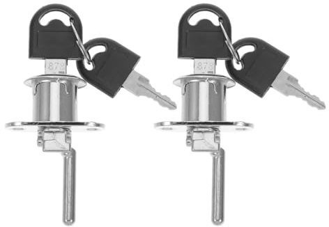 Beavorty Lot de 2 Serrures de Tiroir à Clé Argentées avec Système de Verrouillage Triple, Serrure Cylindrique Sécurisée pour Armoires, Classeurs et Bureaux, pour Rangements et Meubles