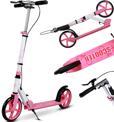 Kick Scooter, 2-Wheel Foldable Scooter for Kids Ages 6+ with Adjustable Handlebar, Big Wheels ABEC-7 Bearings for Teens Boys & Girls Ages 6-12