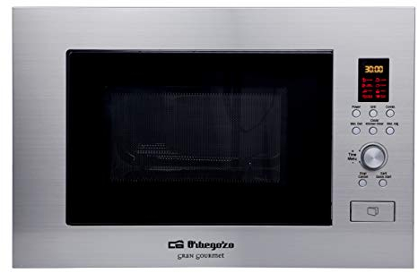 Orbegozo MIG 2330 - Microondas encastrable, 23 litros, cuerpo acero inoxidable, función grill, modo combi, protección infantil, 900 W