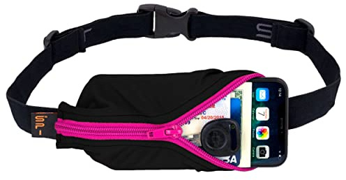 SPIbelt Running Belt Large Pocket, Equipaje, Bolsa de Mensajero Unisex Adulto, Black with Hot Pink Zipper