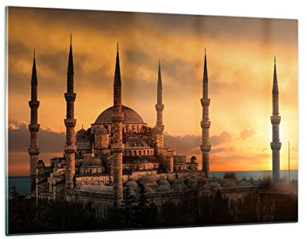 ARTTOR Wandbilder Dekoration Wohnzimmer Sonnenuntergang istanbul türkei reise Bilder auf Glas 120x80cm Glasbild Schlafzimmer Küche Deko Wand Kunstdruck Art Groß XXL Wanddeko Modern GAA120x80-2846