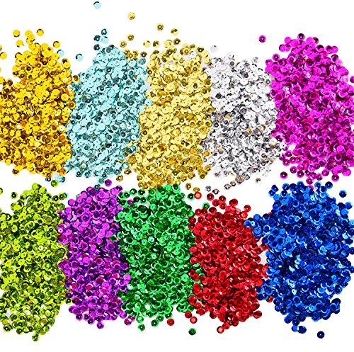 Paillettes Lustrini Coppa Sfusa Paillettes Sciolti per Fai Da Te Arte Produzione di Artigianato, 10 Colori, 6 mm, 100 Grammi