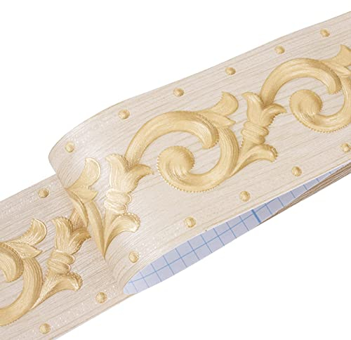 Papel tapiz Borde Impermeable Etiqueta de Borde Autoadhesivo Vintage 3D Patrón de vid Decoración para Sala de Estar Baño y Cocina