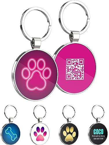 KEKID QR-kod hundetiketter, personliga hund-ID-taggar och husdjursetiketter hundnamnetiketter, gratis husdjurssida på nätet förhindrar förlorad/modifierbar