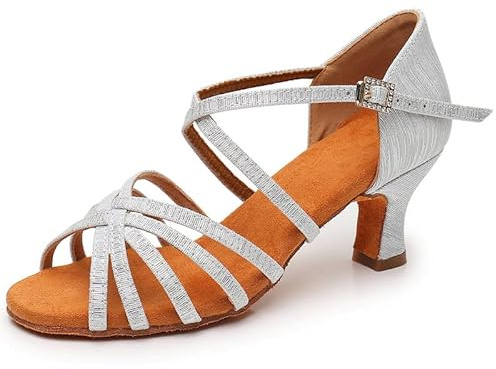 Zapatos de Danza Latina para Mujer Negro Profesional Zapatos de Baile de salón de Fiesta de Salsa de Baile práctica de Rendimiento Zapatos tamaño