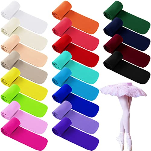 Handepo 20 Pairs Girls Ballet Tights Toddler Dance Footed Tights Bulk Soft Ballet Elasticity School Uniform Stockings Costume