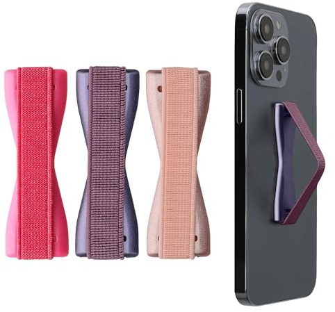 kwmobile Smartphone Fingerhalter 3 Set - Handy Halter Griff Halterung Einhandbedienung - 3X Handyhalter in Rosegold Pink Brombeere
