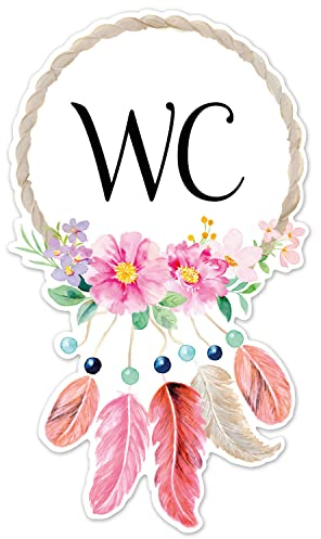 easydruck24de Adhesivo puerta baño WC boho flores colorido I 17.3 x 10 cm I autoadhesivo permanente I dv1230