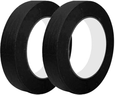 Qrity 2 Cinta de Enmascarar para Pintar, Cinta Adhesiva de 15 mm x 50 m para Pintura, Decoración, Oficina de Bricolaje, Arte, Artesanía, Negro