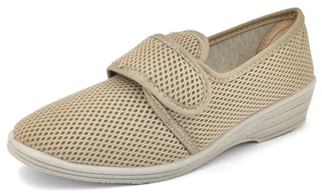 JOMIX Pantofole Donna Estive Ciabatte da Anziani con Strappo Scarpe Lavabile in Lavatrice da Casa ITD1892 Beige 37