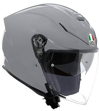 AGV - K5 JET EVO E2206, Casco da Moto Jet Unisex, Casco Moto Open Face in Fibra di Carbonio e di Vetro, con Visiera Antigraffio e Anti-UV, Nardo Grey, L