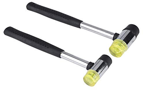 HERCHR Soft and Hard Head Mallet, Double Faced Small Rubber Mallet Hammer Tool Lightweight Mallet with Non Slip Grip for Leather Crafts(25mm+30mm)